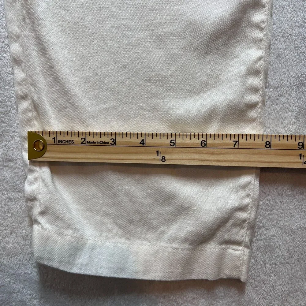 Tommy Bahama Men's White Linen Blend Elastic Waist Straight Leg Pants Size L 32